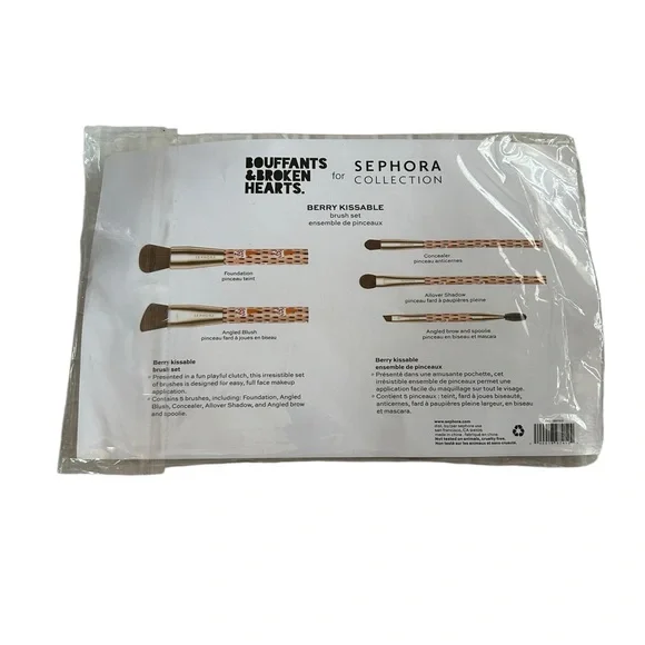 SALE Bouffants & Broken Hearts Sephora Berry Kissable Brush Set Ltd Edition NWT - Picture 9 of 10